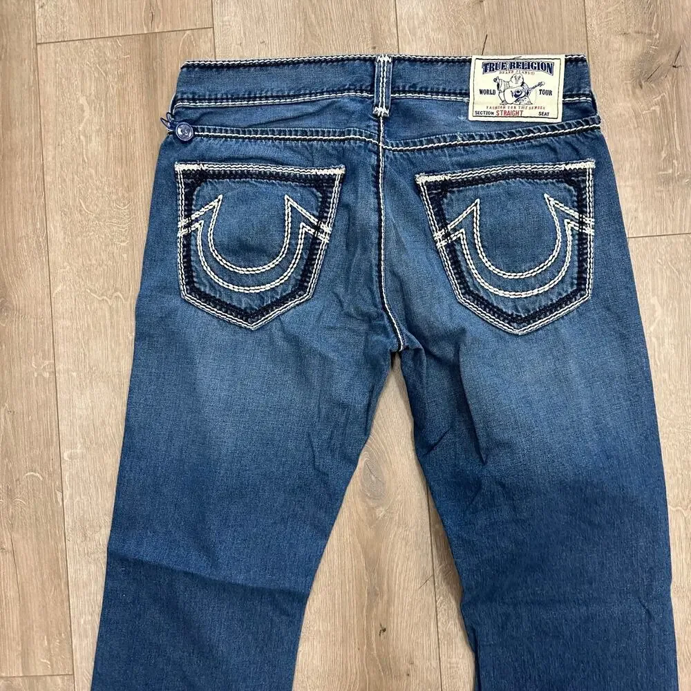 VINTAGE Y2K TRUE RELIGION STRAIGHT JEANS sz 32 B29